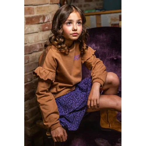 LOOXS little boxy sweater met ruches en backprint - bruin, foto 4