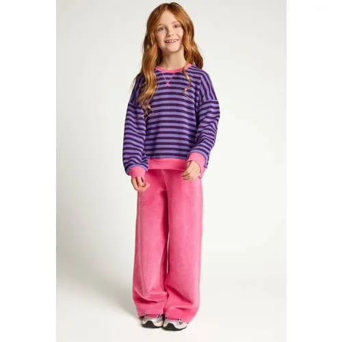 LOOXS little katoenen oversized gestreepte gebreide sweater - paars, foto 2