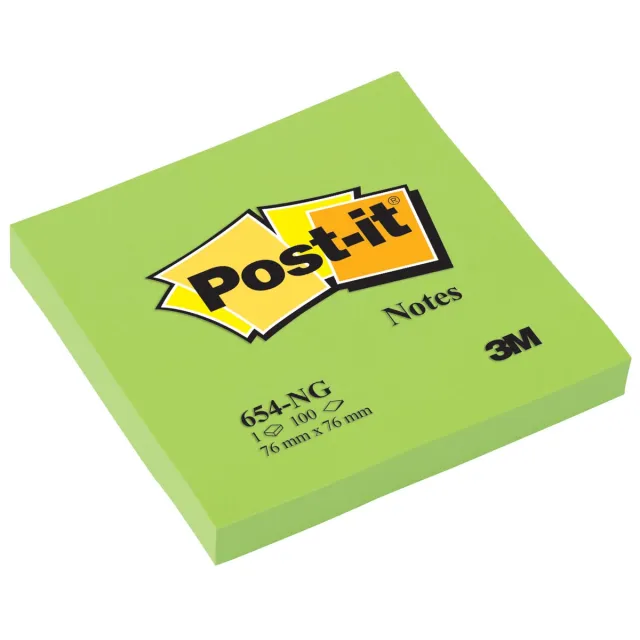 Post-It Notes Memoblok post-it 654 76x76mm neon groen 100 vel