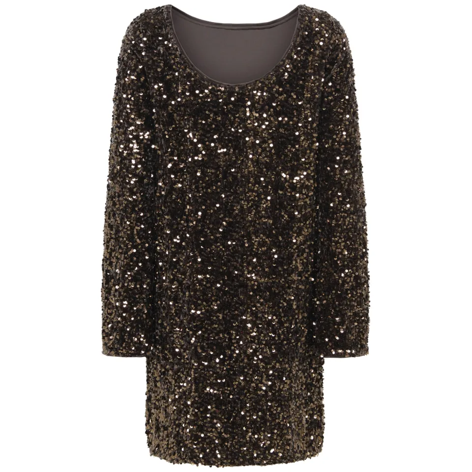 Only paillettenjurk donkerbruin/goud, foto 3