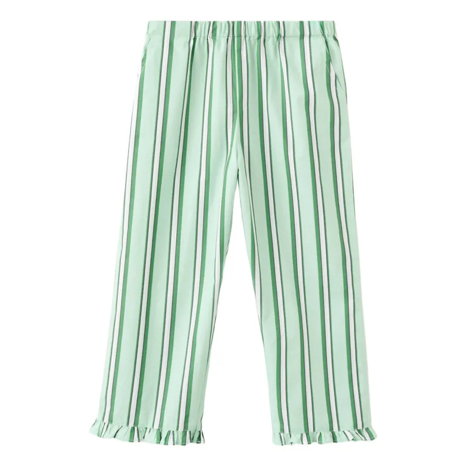 Mango gestreepte broek lichtgroen lichtgroen/groen/wit, foto 3