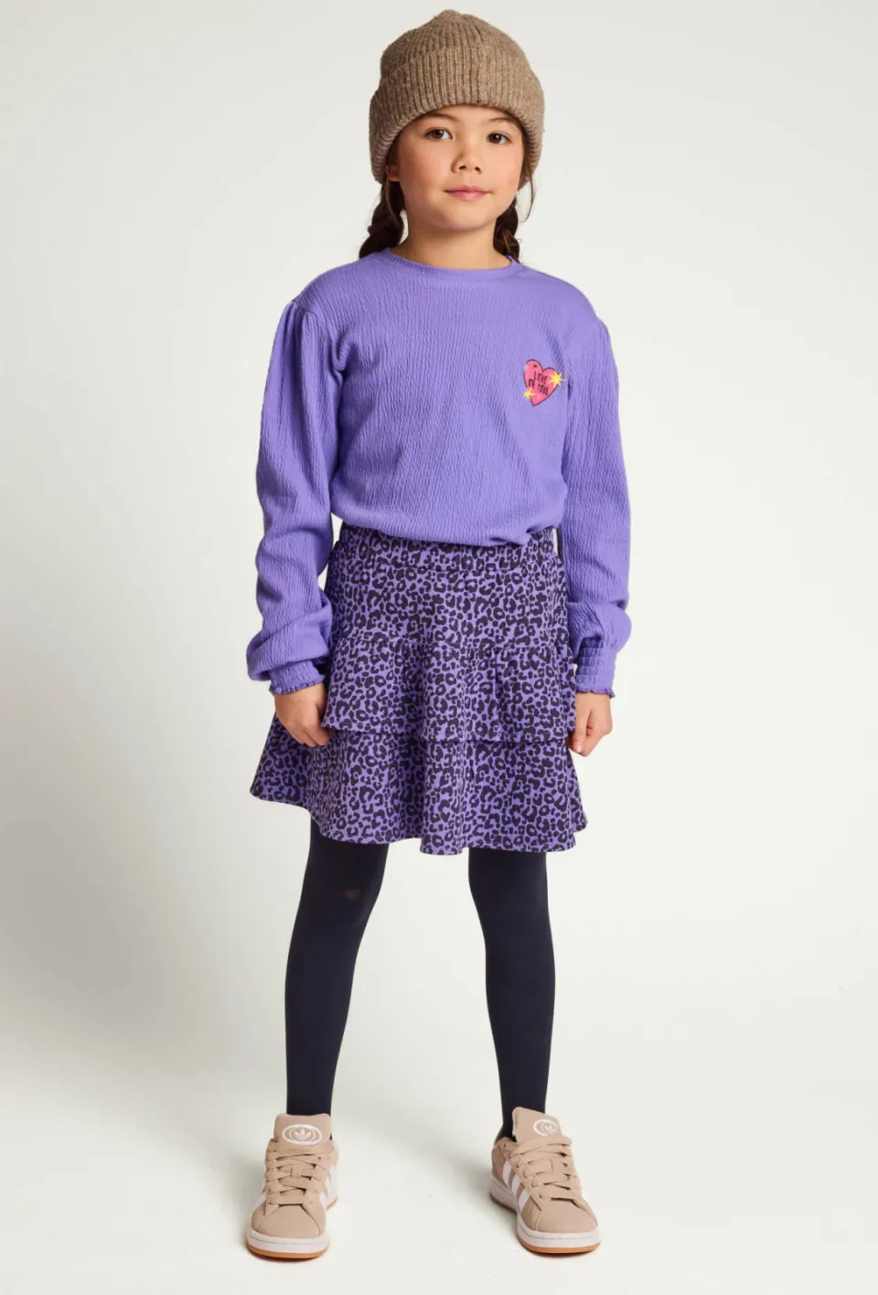 LOOXS little rechtvallende longsleeve met print paars