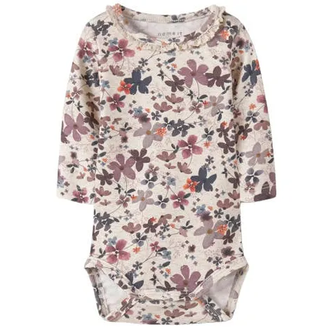 NAME IT BABY gebloemde romper - beige/roze Meisjes Stretchkatoen Ronde hals, foto 2