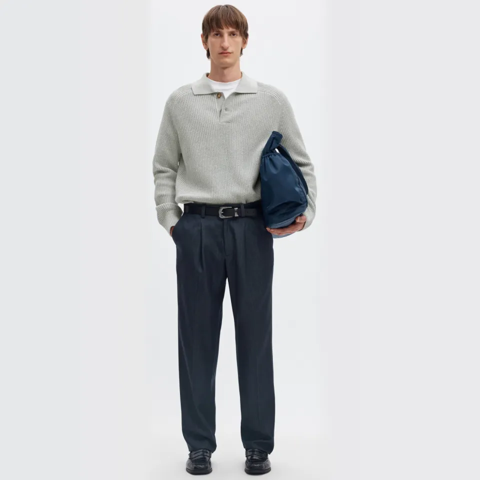 Selected katoenen regular fit gebreide trui - light grey, foto 3
