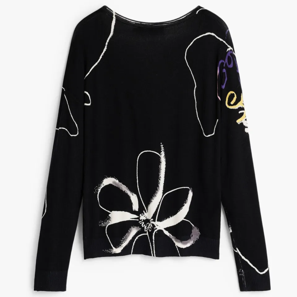 Desigual viscose trui met print - zwart, foto 3