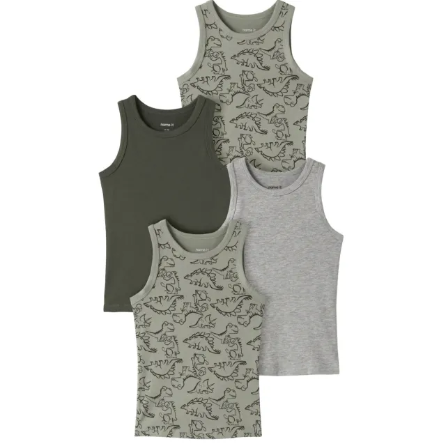 NAME IT hemd set van 4 groen grijs Groen/grijs melange
