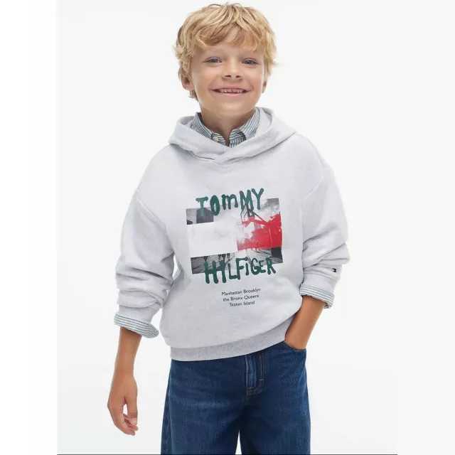 Tommy Hilfiger Capuchon sweaters Tommy Hilfiger Flag Grafitti Hoodie Grijs melange