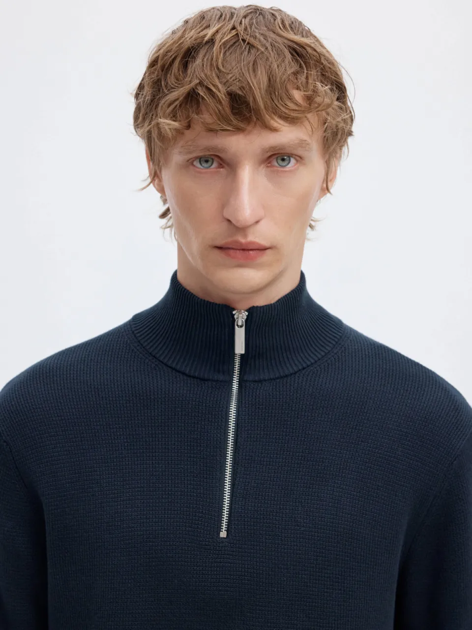 Selected gebreide trui donkerblauw sky captain, foto 7