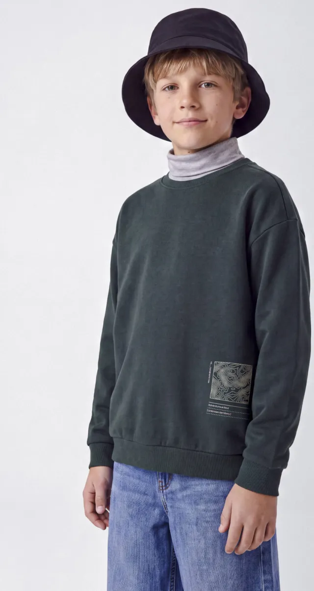 NAME IT KIDS sweater met backprint - donkergroen/beige