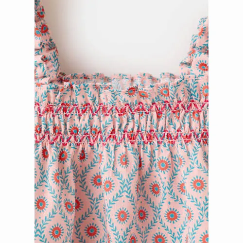 Mango Kids korte jurk met print en ruches roze, foto 4