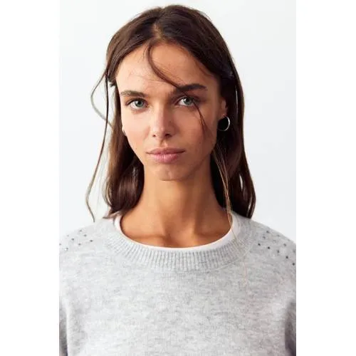 Mango TEEN gebreide trui met strass-steentjes - grijs, foto 3