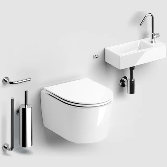 Clou InBe hangtoilet met fontein en accessoires glanzend wit