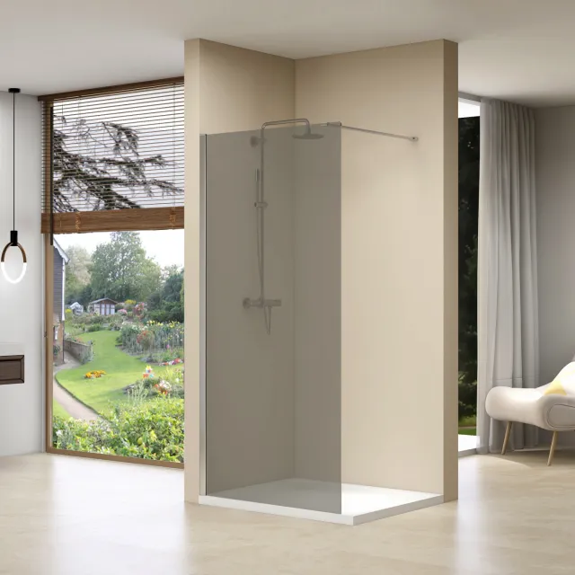 Van Rijn Inloopdouche Van Rijn ST01 120x200 cm Rookglas 8 mm Met Stabilisatiestang Chroom