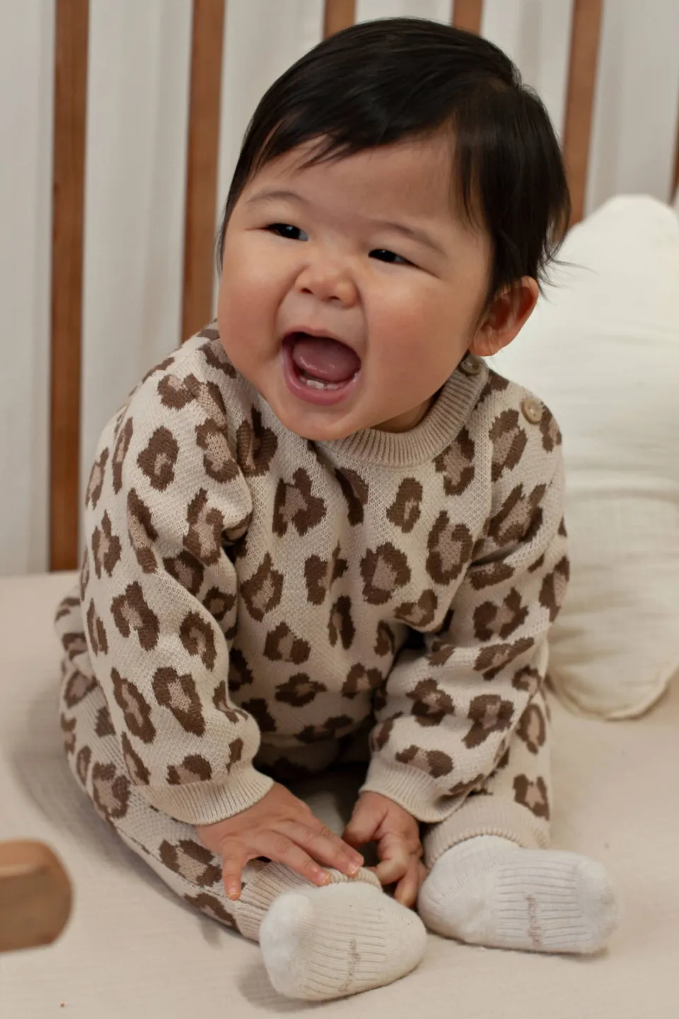 Feetje jacquard babybroek panterprint zand, foto 7