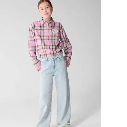 Shoeby geruite blouse lichtroze groen, foto 4
