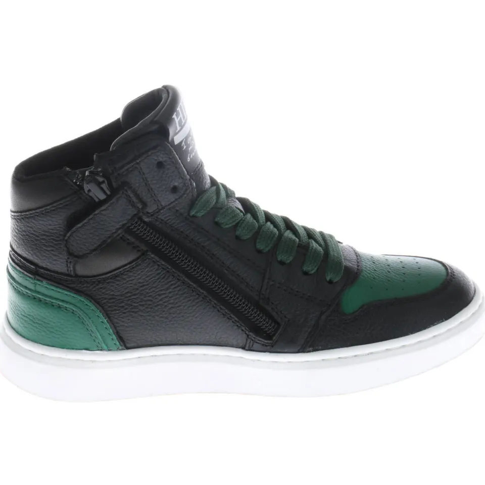 Hip leren sneakers - zwart/groen Zwart / groen