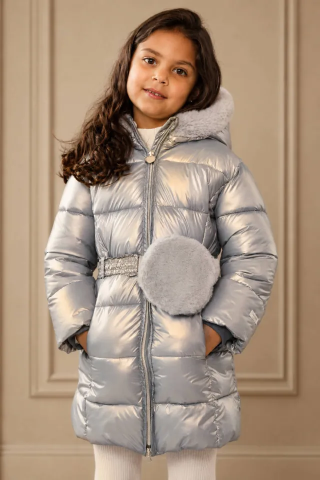 Le Chic gewatteerde winterjas lichtgrijs
