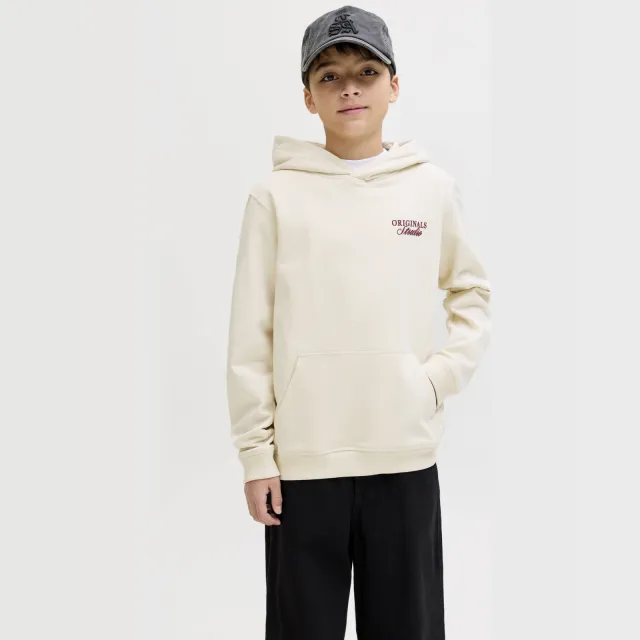 Jack & Jones JUNIOR hoodie met backprint ecru