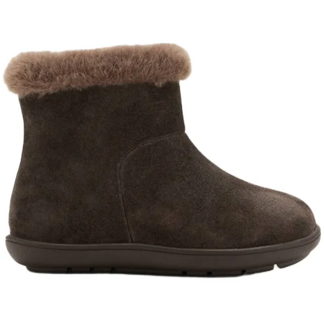 Mango Kids suède enkelboots met profielzool - donkerbruin