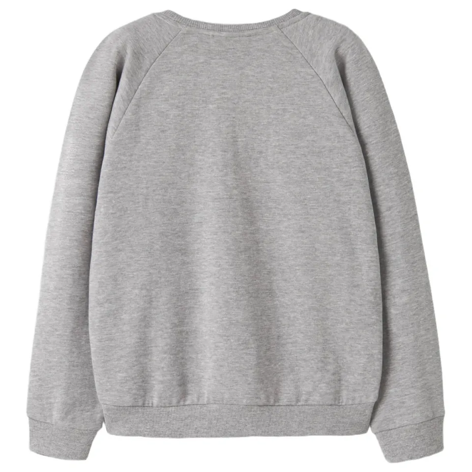 NAME IT KIDS rechtvallende sweater met tekstprint - grijs, foto 2