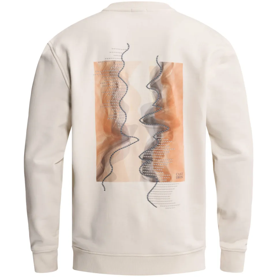 Cast Iron relaxed fit sweater met backprint - ecru, foto 3