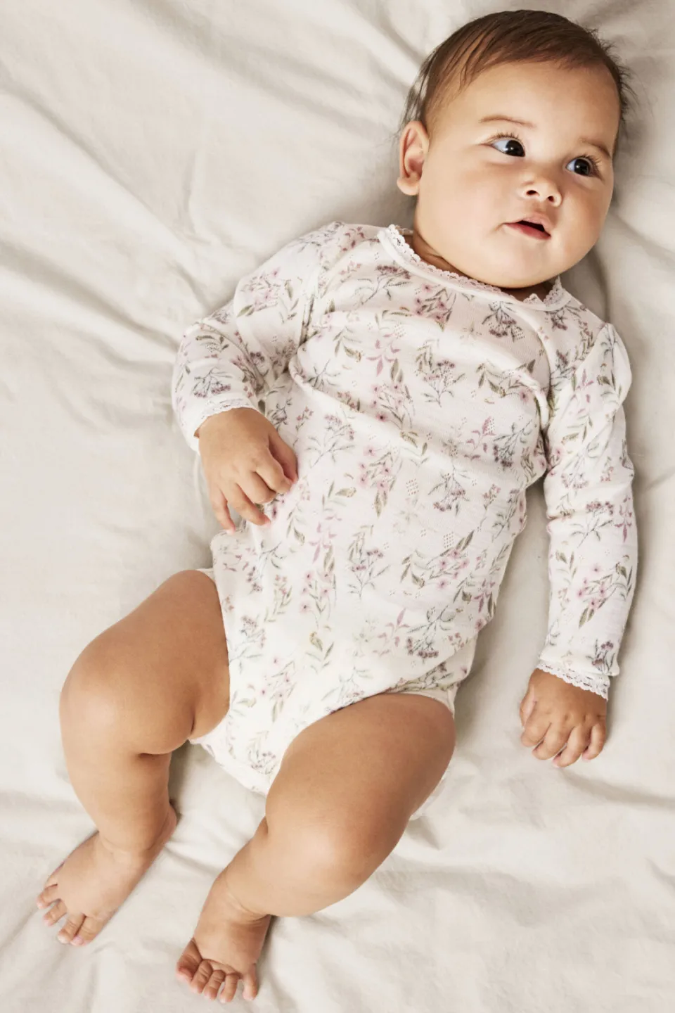 NAME IT BABY gebloemde romper met wol - ecru, foto 4