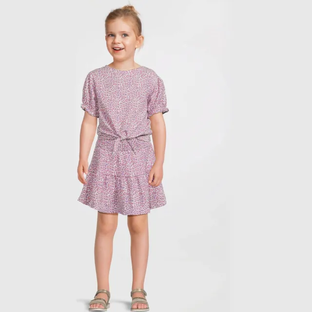 Anytime crinkle skort panterprint roze