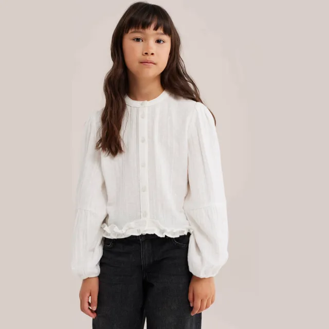 WE Fashion blouse met ruches ecru