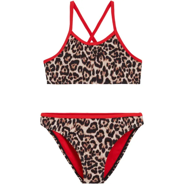 WE Fashion cropbikini met panterprint - beige/bruin/rood