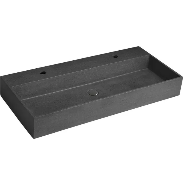Wastafel 2 Kraangaten Sapho Quadrado 96x44 cm Zwart