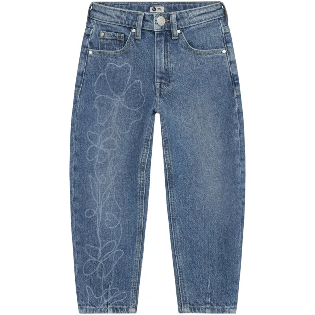 Daily7 barrel gebloemde jeans - mediumblauw Medium blue denim