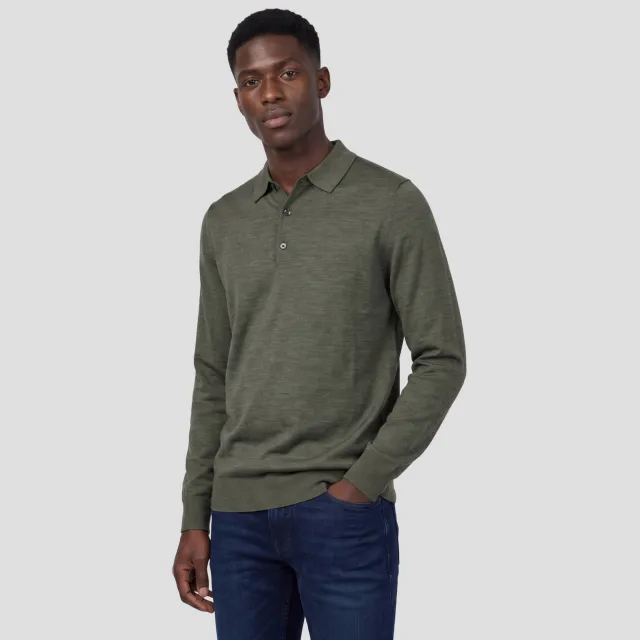Profuomo wollen regular fit gebreide trui - donkergroen Dark Green