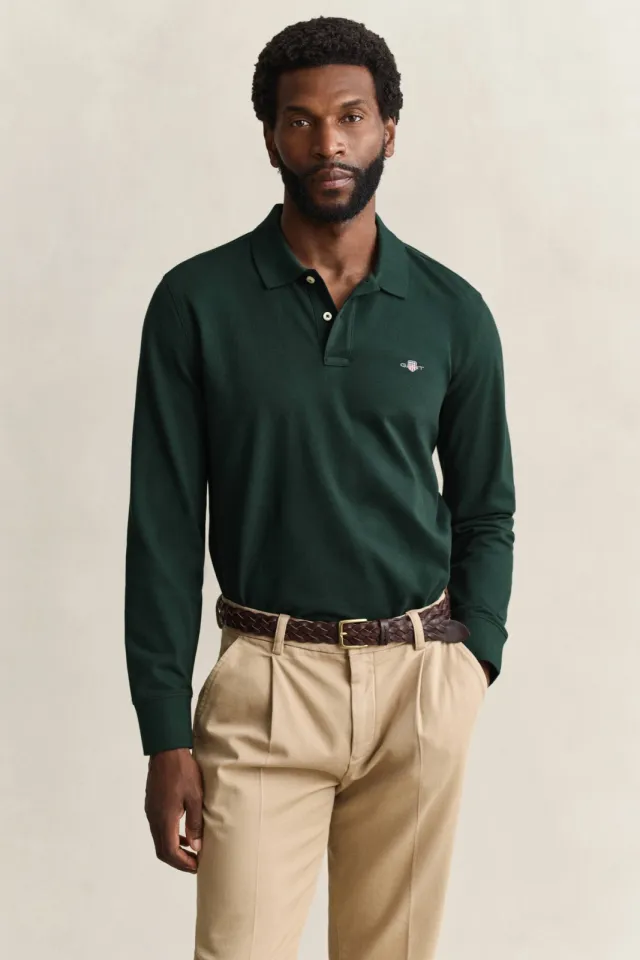 Gant regular fit piqué polo - groen, foto 3