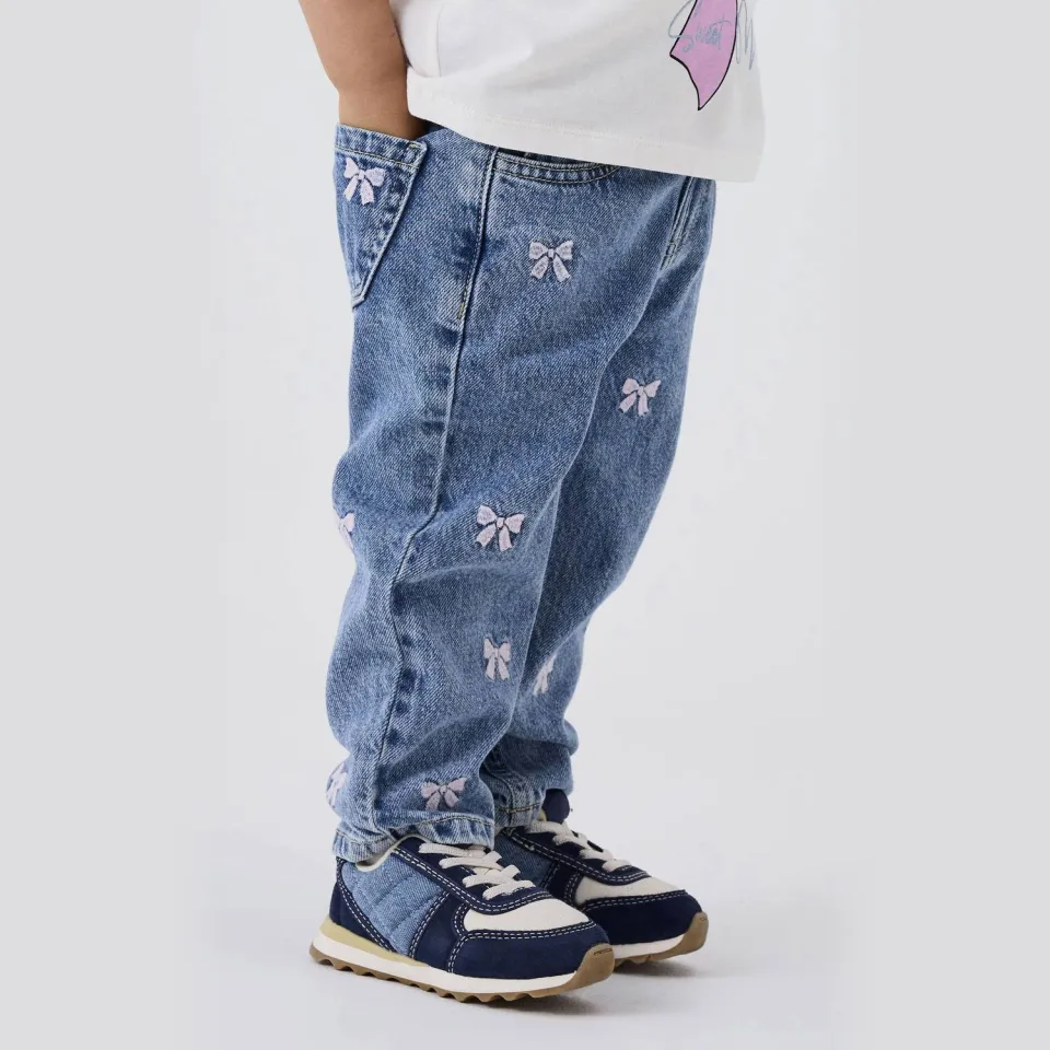 NAME IT MINI loose fit jeans NMFBELLA met strikjes Medium blue denim, foto 7