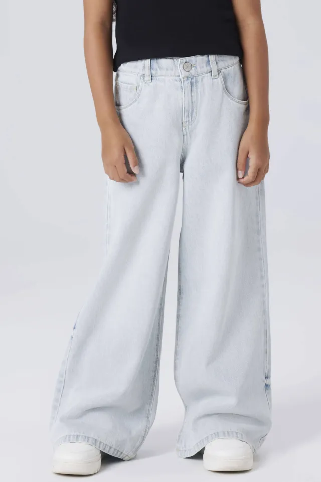 NAME IT KIDS wide leg jeans light blue denim, foto 3