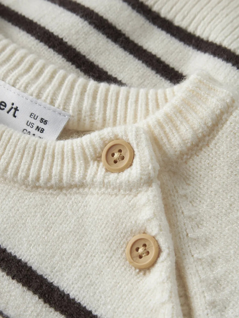 NAME IT BABY gebreide gestreepte trui - offwhite/donkerbruin, foto 3