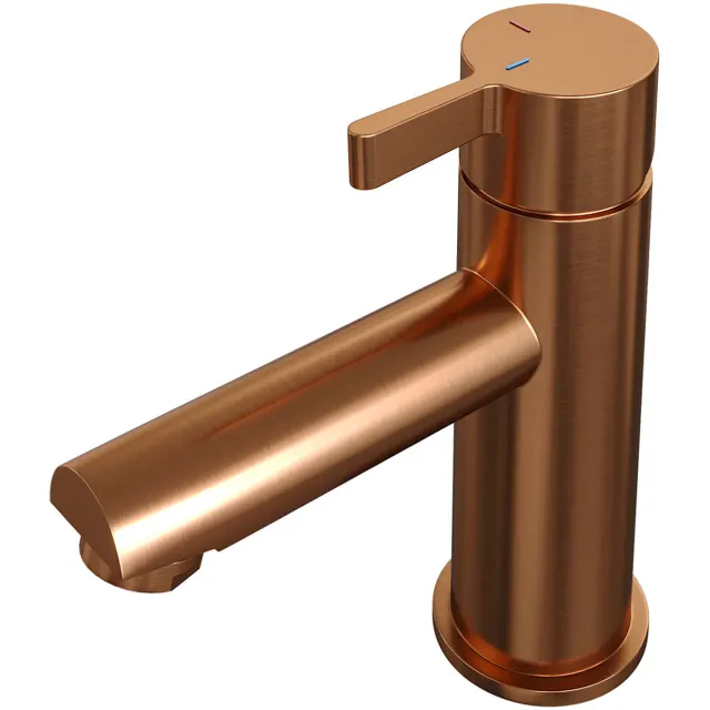 Brauer Wastafelmengkraan Brauer Copper Edition Coldstart Opbouw Laag Halfronde Hendel Geborsteld Koper PVD