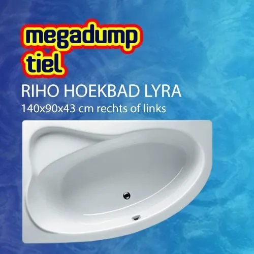 Riho Lyra hoekbad 140x90 cm wit rechts Hoogglans Wit