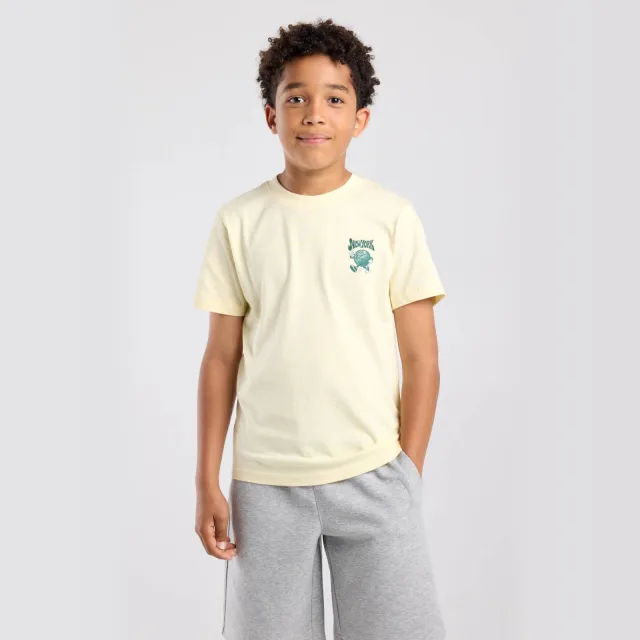 America Today t-shirt met backprint lichtgeel