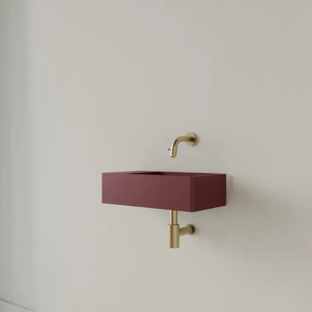 Gliss Design Fontein Gliss Design Freya Solid Marble 40x22x10 cm Zonder Kraangat Links Mat Wijn Rood