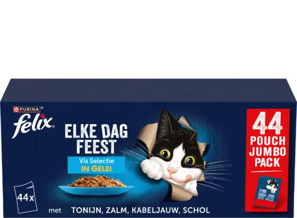 Felix Elke Dag Feest vis selectie in gelei kattenvoer 44 x 85 g