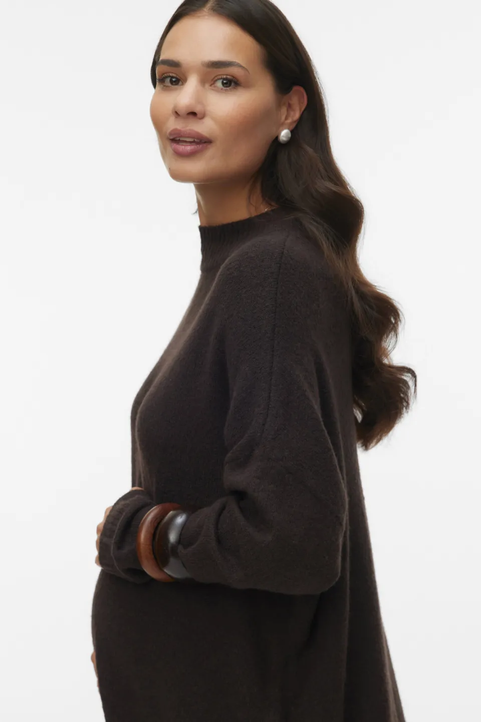 Vero Moda MATERNITY gebreide zwangerschapstrui met wol - donkerbruin, foto 5