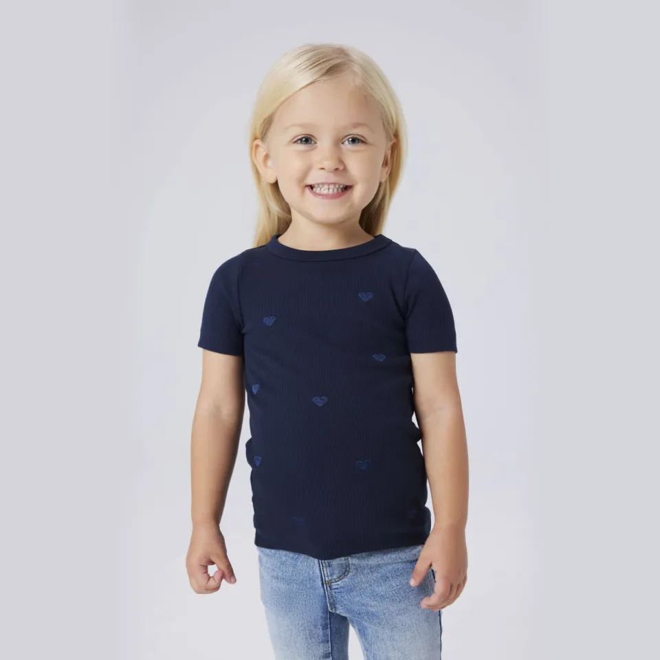 NAME IT MINI T-shirt met hartjes donkerblauw