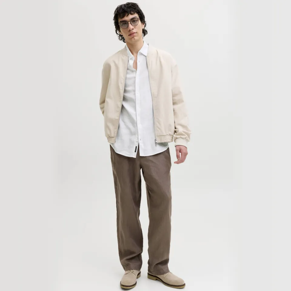 Jack & Jones PREMIUM relaxed casual overhemd met linnen wit, foto 4