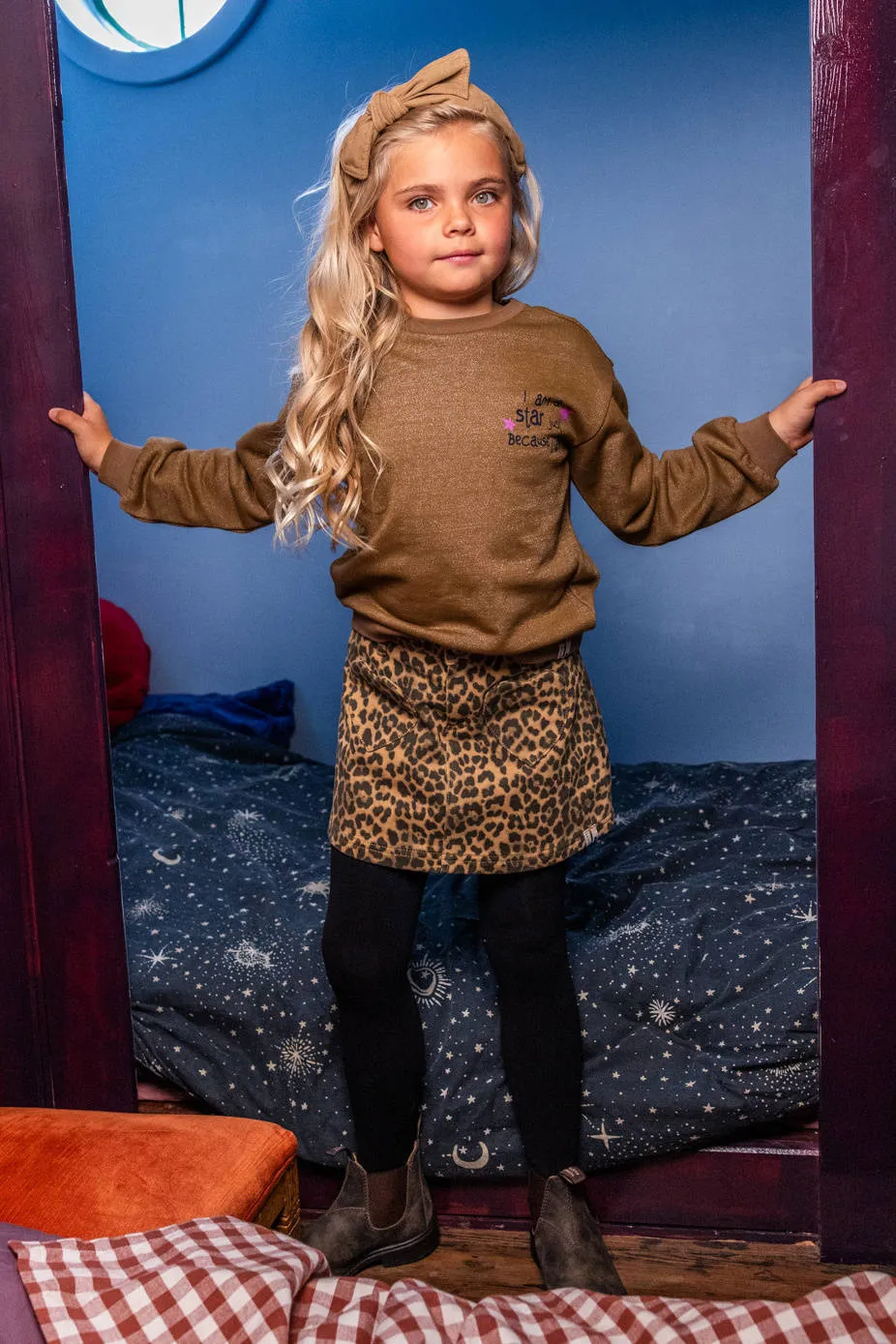 LOOXS little rechtvallende sweater met glitters en backprint - bruin, foto 6