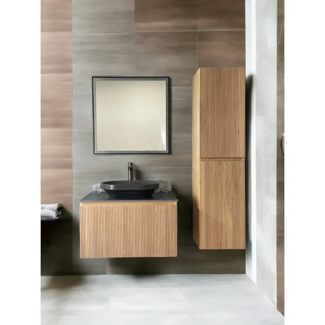 Casajoy Bold badmeubel eiken met donkergrijs topblad Bruin
