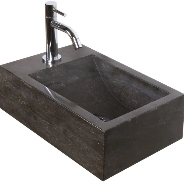 Haceka Fonteinset Natuursteen Nera 40x23x11 cm (kraangat links) Antraciet