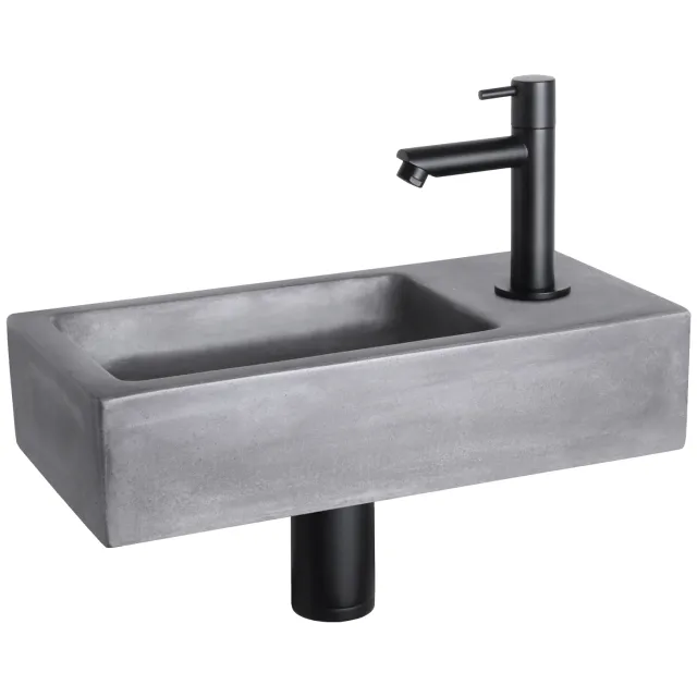 Differnz Fonteinset Differnz Ravo Beton 38.5x18.5x9 cm Donker Grijs Met Rechte Mat Zwart