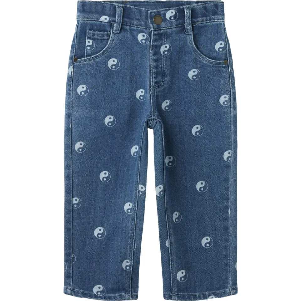 Lil' Atelier MINI NMMLIVO loose fit jeans met print - donkerblauw, foto 2