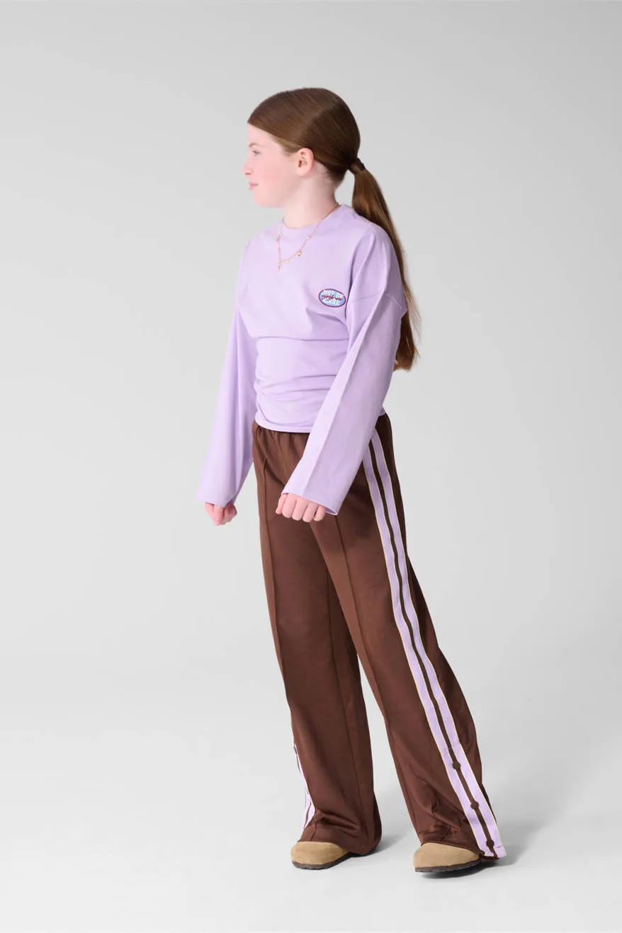 Shoeby wide leg joggingbroek bruin Bruin/lila